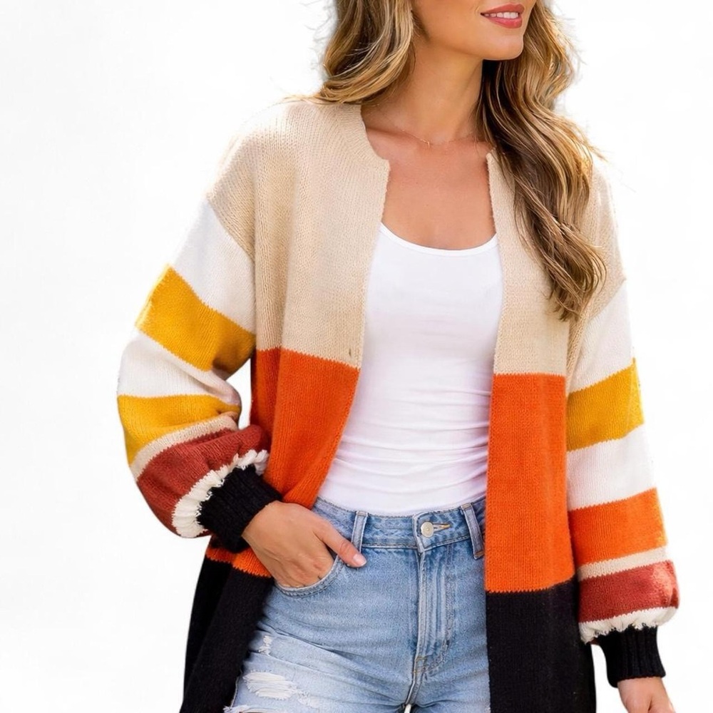 BiBi Women's  Colorblock Knit Cardigan | Boutique | NWT